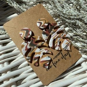 Monstera Leaf Earrings in Mixed Warm/Neutral Tones